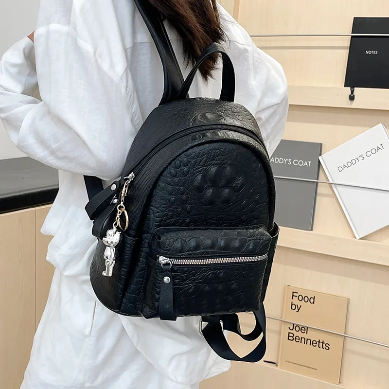 Yalu PU Backpack Women's White/Black-21