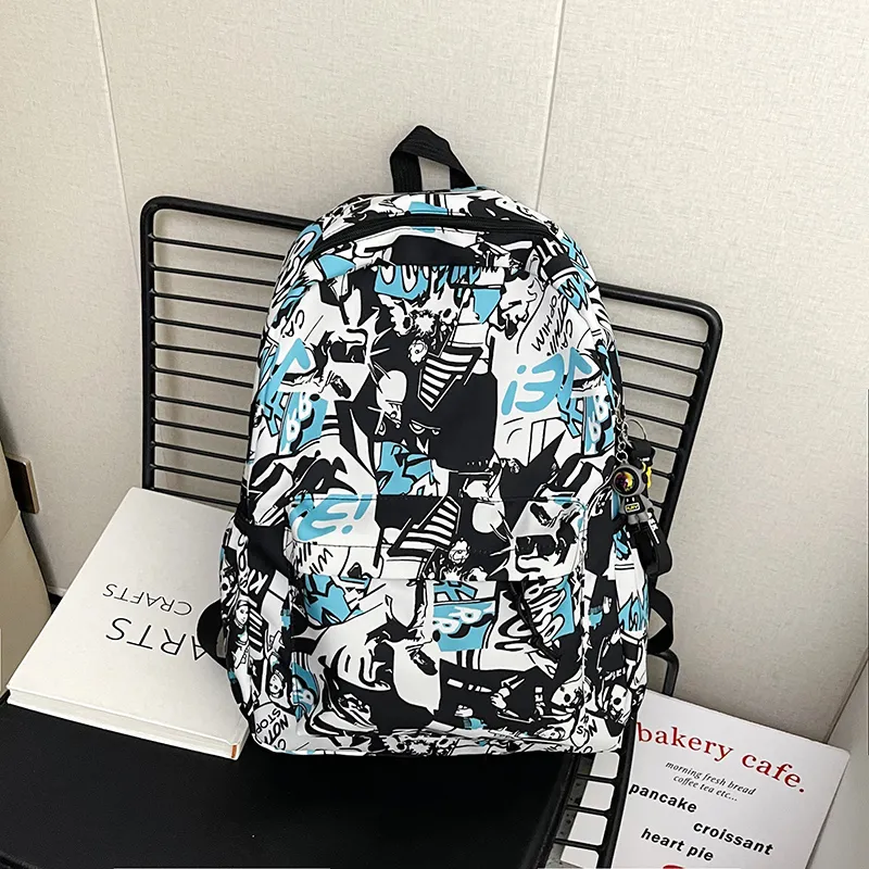 Yalu Nylon Backpack Unisex Pink/Gray/Green/Blue/Navy Blue-7