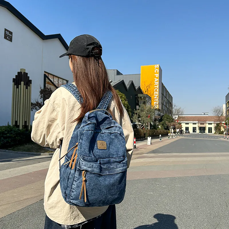 Yalu Nylon Backpack Unisex Blue/Black/Light Blue-4