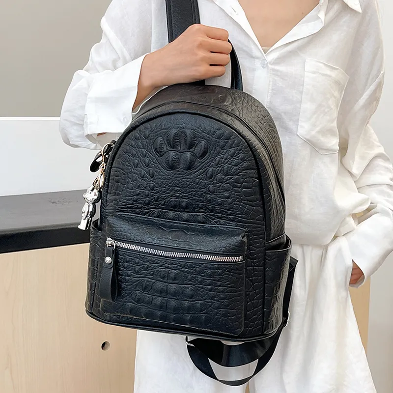 Yalu PU Backpack Women's White/Black-11