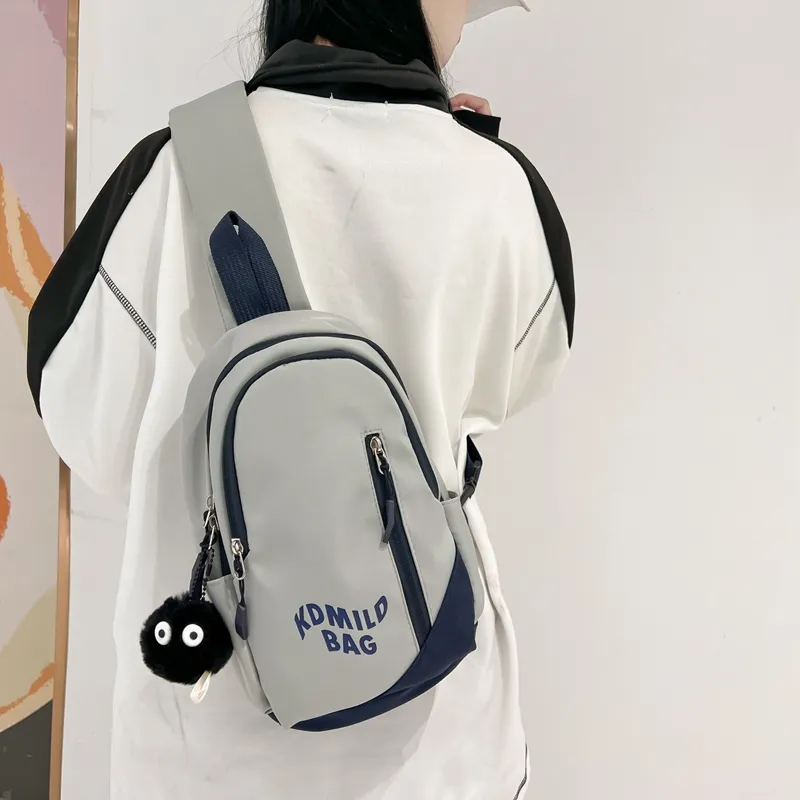 Yalu Nylon Sling Bag Regular Unisex Gray/Black/Pink/Burgundy/Blue-32