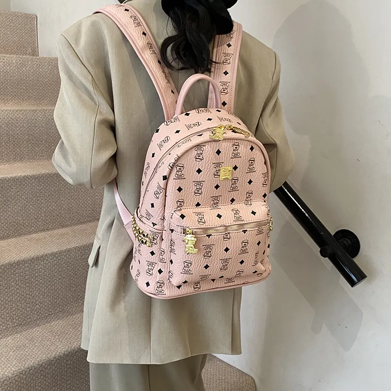 Yalu PU Backpack Regular Women's Black/Beige/Pink/Brown-5