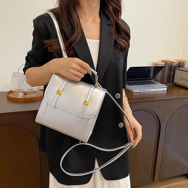 Yalu PU Crossbody Handheld Backpack, One Shoulder Backpack Women's Ecru/Silver/Black/Coffee/Pink-15