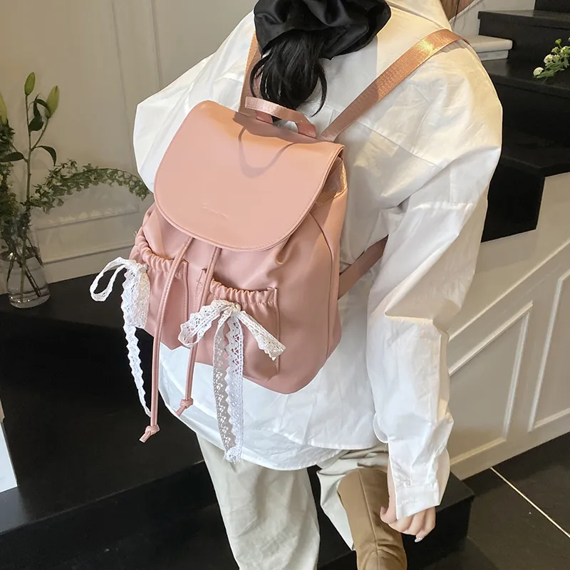 Yalu PU Backpack Women's Ecru/Pink/Black-11