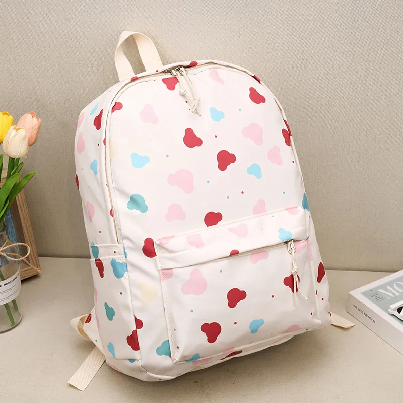 Yalu Nylon Backpack Regular Unisex White Kitten/White Heart-3