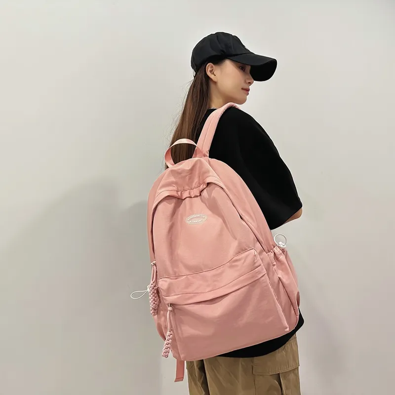 Yalu Nylon Backpack Regular Unisex Gray/Black/Light Green/Green/Pink-23