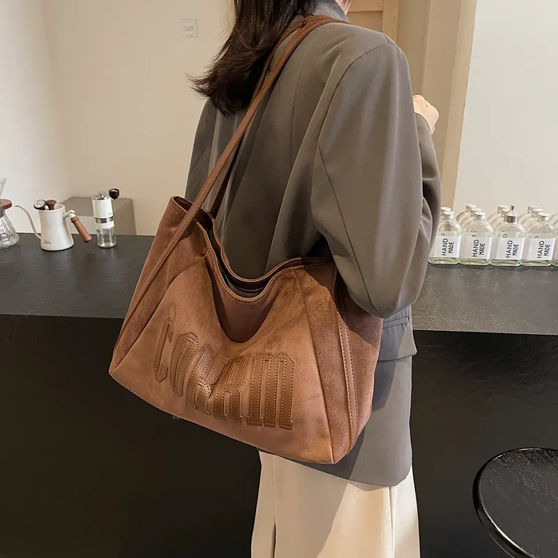 Yalu Suede Underarm Shoulder Bag Women's Black/Khaki/Coffee/Brown-19