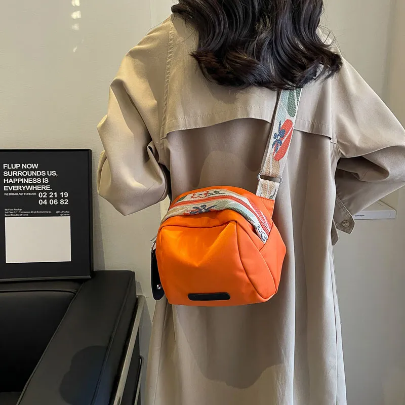 Yalu Nylon Shoulder Bag, Crossbody Bag Unisex Orange/Black/Ecru-2