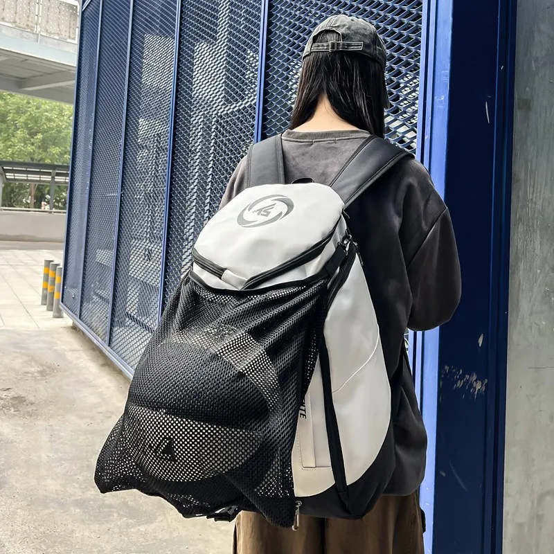 Yalu Nylon Backpack Unisex White/Dark Gray/Black-4