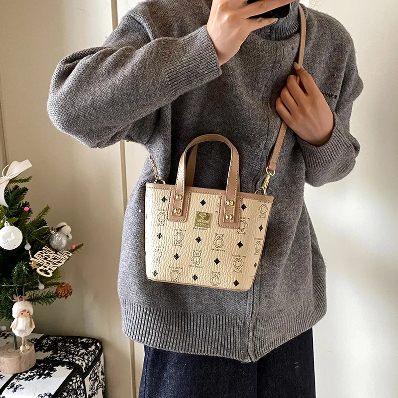 Yalu PU Basket Bag, One Shoulder Handbag Women's Black/Yellow/Beige/Pink-19