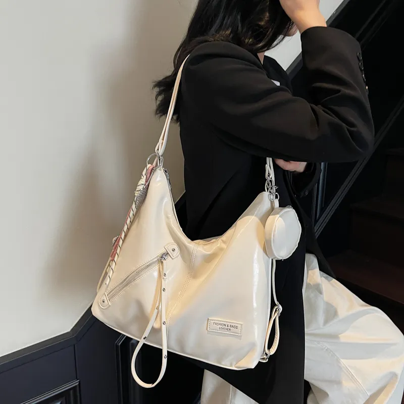 Yalu PU Backpack Women's Ecru/Black/Blue/Pink-5