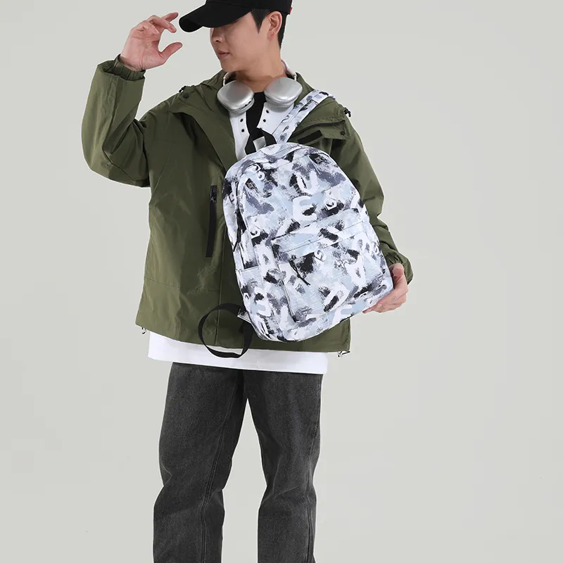 Yalu Nylon Backpack Regular Women's Blue White Purple/Blue Black/Black White/Black Blue Gray-9