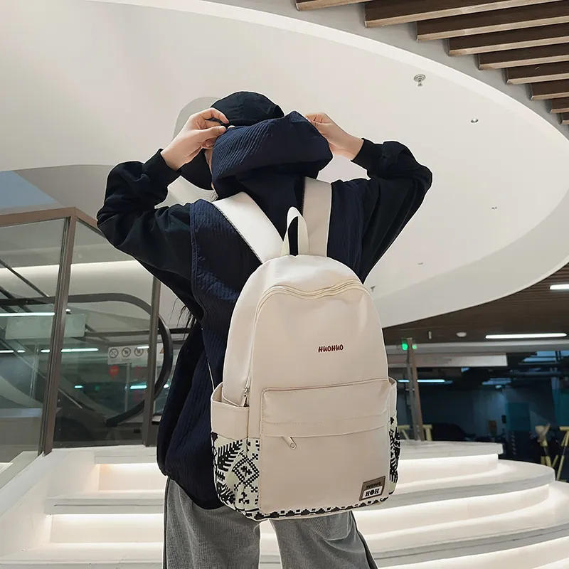 Yalu Nylon Backpack Unisex White/Gray/Black/Pink/Coffee/Green-6