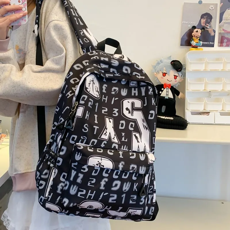 Yalu Nylon Backpack Unisex White/Black/Ecru/Black Gray-10