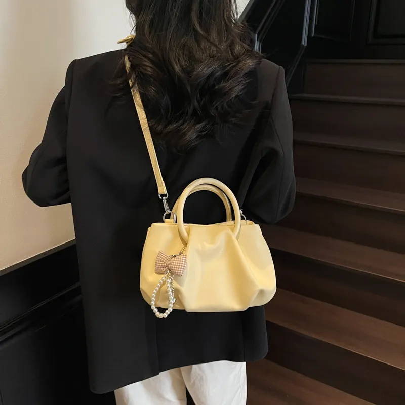 Yalu PU One Shoulder Handbag Women's Ecru/Black/Yellow/Pink-15