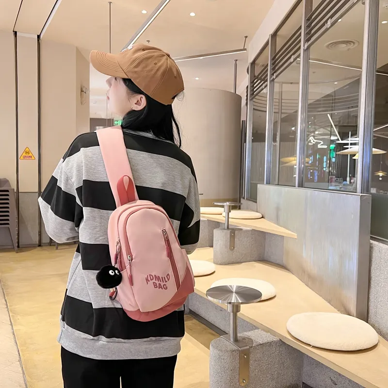 Yalu Nylon Sling Bag Regular Unisex Gray/Black/Pink/Burgundy/Blue-16