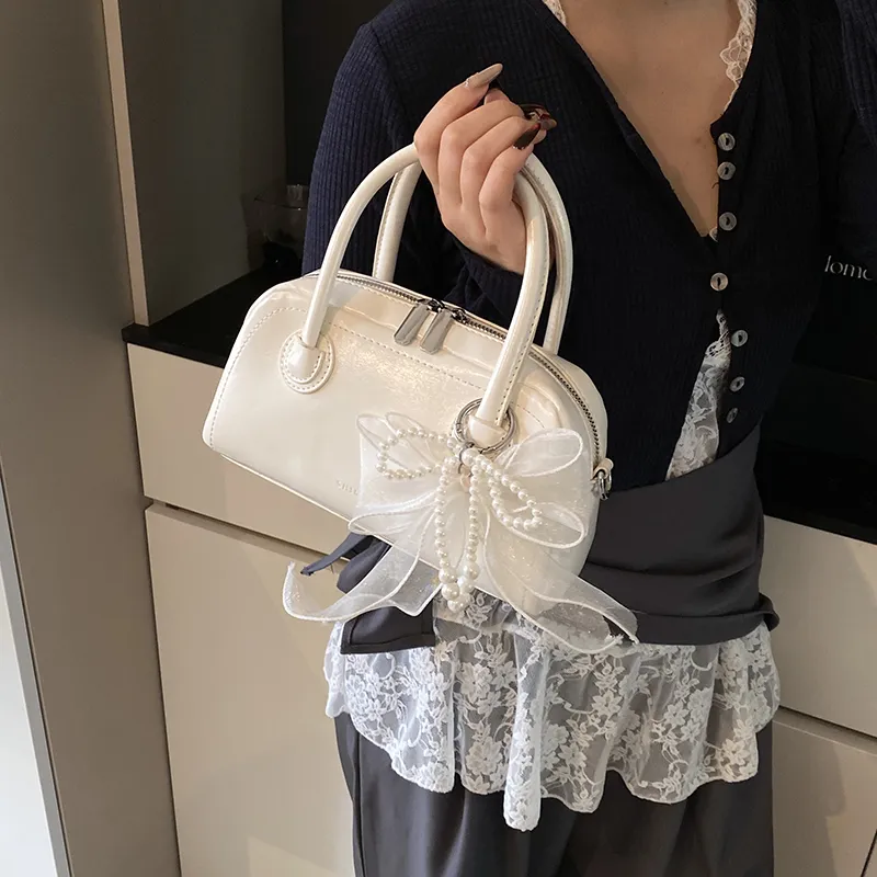 Yalu PU Crossbody One Shoulder Handbag Women's Ecru/Silver/Black/Pink-1
