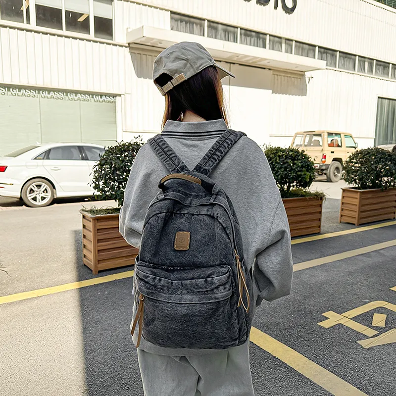 Yalu Nylon Backpack Unisex Blue/Black/Light Blue-11