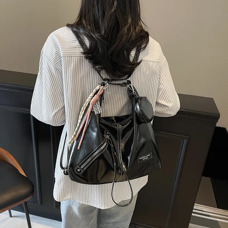 Yalu PU Backpack Women's Ecru/Black/Blue/Pink-7