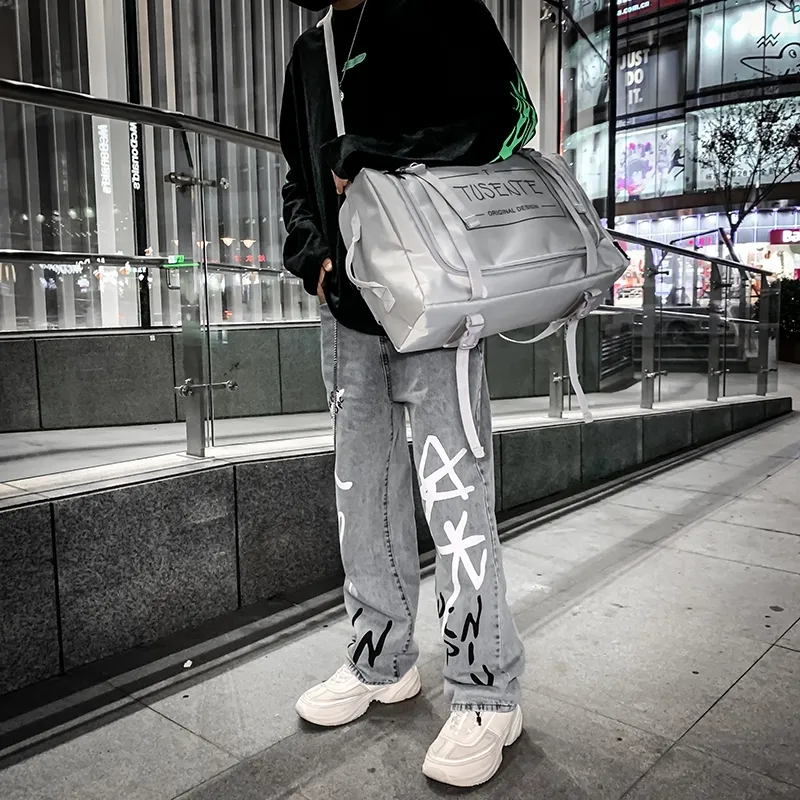 Yalu Nylon Backpack Regular Unisex Light Gray/Dark Gray/Black/Red-5