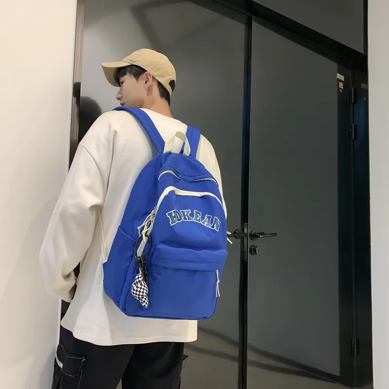 Yalu Nylon Backpack Unisex Klein Blue/White/Black/Red/Light Blue-5