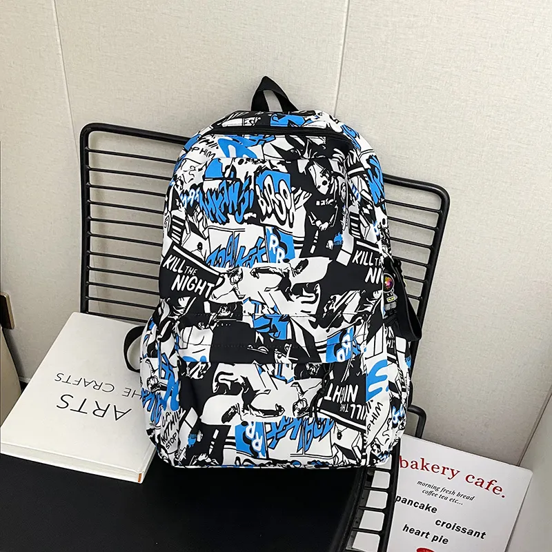 Yalu Nylon Backpack Unisex Pink/Gray/Green/Blue/Navy Blue-13