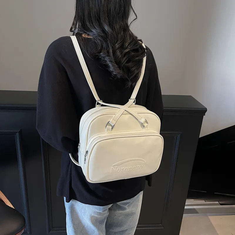 Yalu PU Backpack Shoulder Bag Regular Women's White/Black/Blue/Pink-6