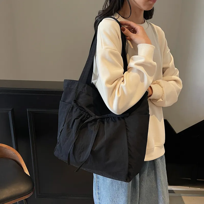 Yalu Nylon Underarm Shoulder Bag Unisex Ecru/Black/Pink/Green/Brown-11