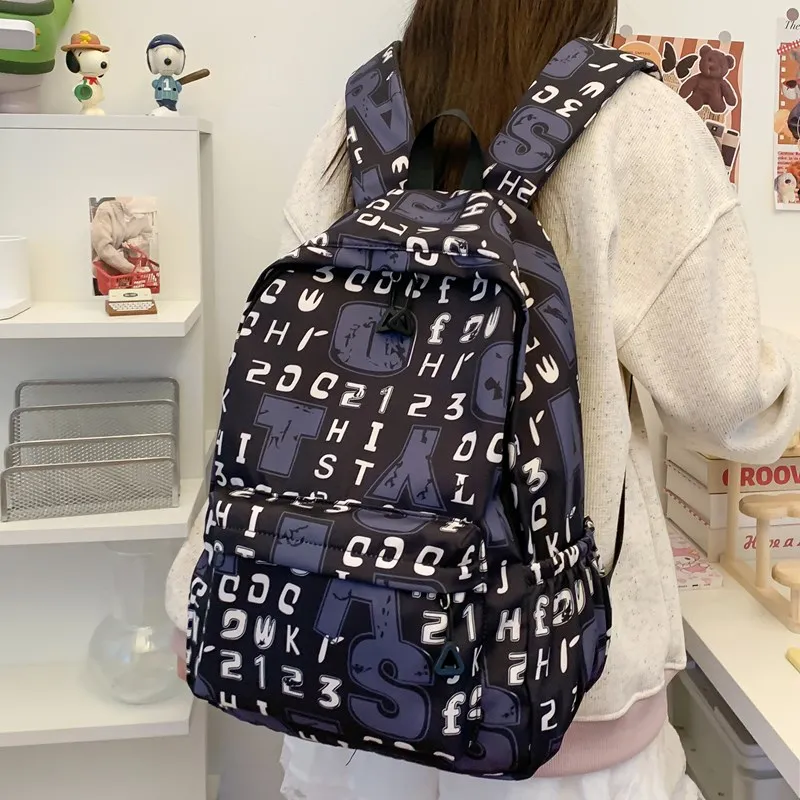 Yalu Nylon Backpack Unisex White/Black/Ecru/Black Gray-19