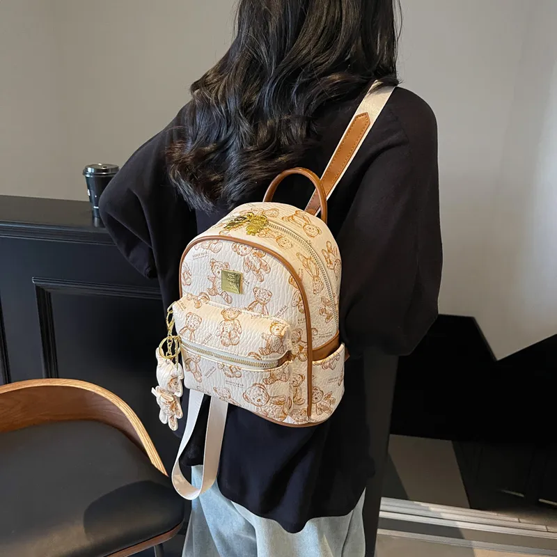 Yalu PU Backpack Women's White/Black/Pink/Brown-4