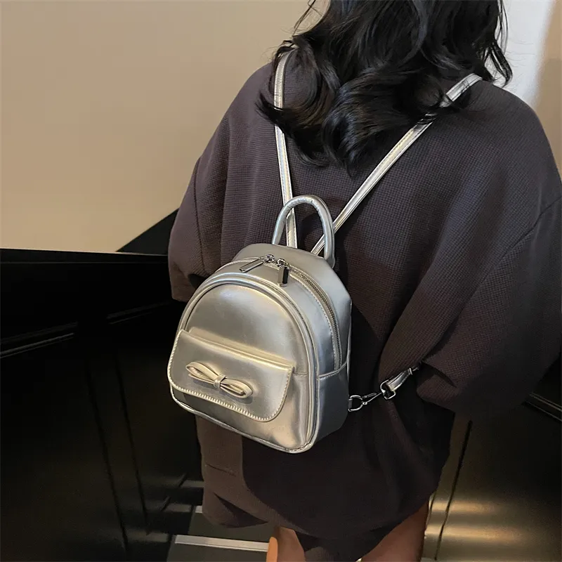 Yalu PU Backpack Women's Ecru/Silver/Black/Light Green/Pink-8