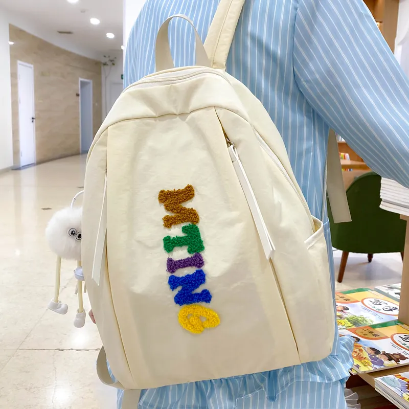 Yalu Nylon Backpack Unisex Ecru/Black/Yellow/Khaki/Neon Green-6