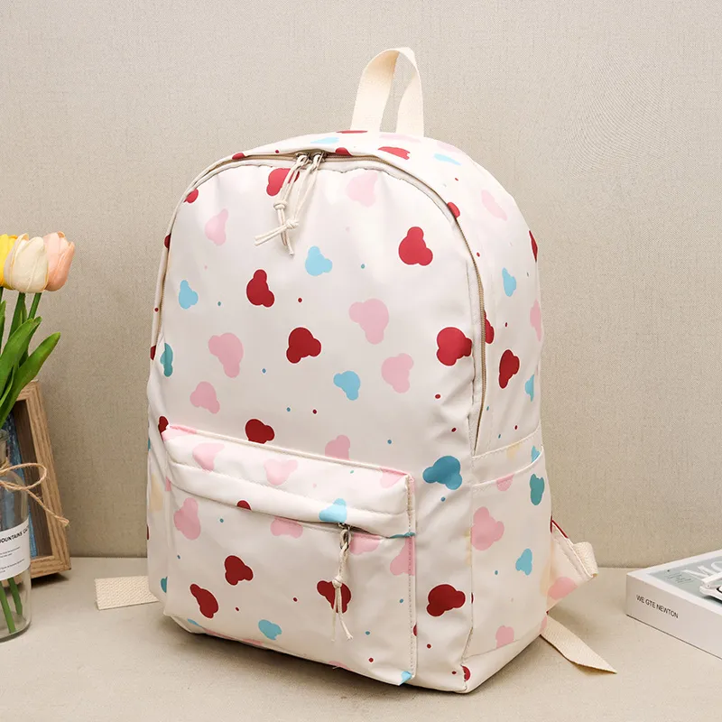 Yalu Nylon Backpack Regular Unisex White Kitten/White Heart-2