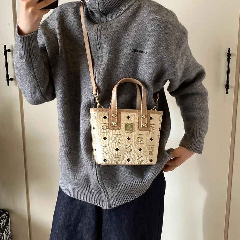 Yalu PU Basket Bag, One Shoulder Handbag Women's Black/Yellow/Beige/Pink-17