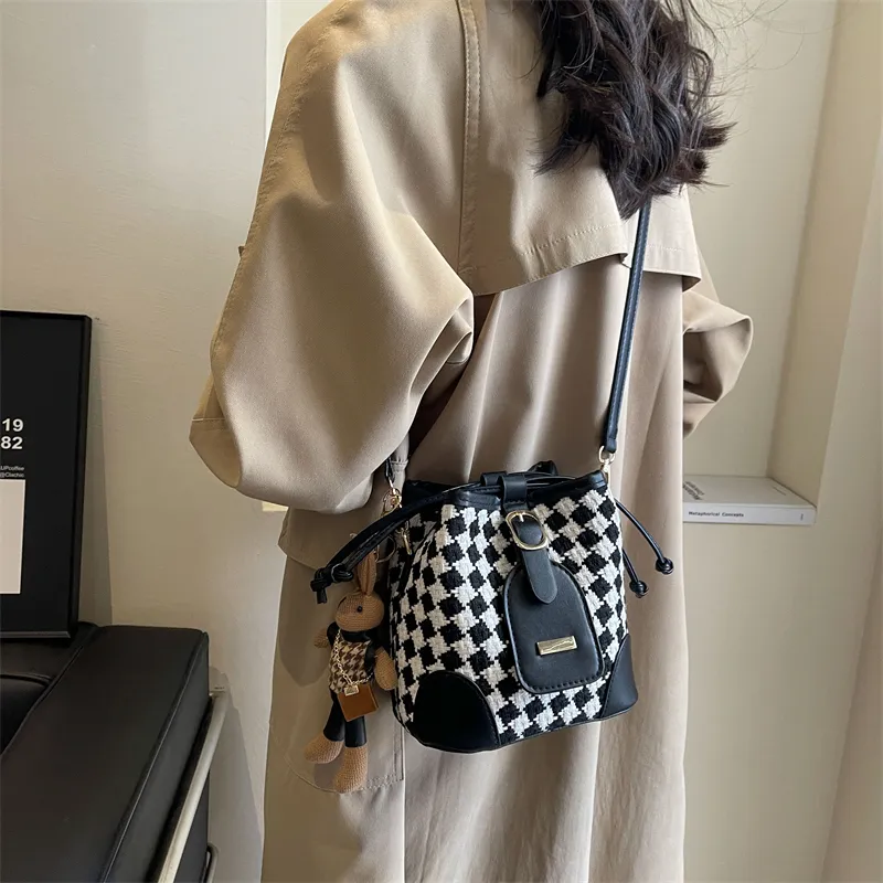 Yalu Plaid Fabric Shoulder Bag, Crossbody Bag Regular Women's Multicolor-4