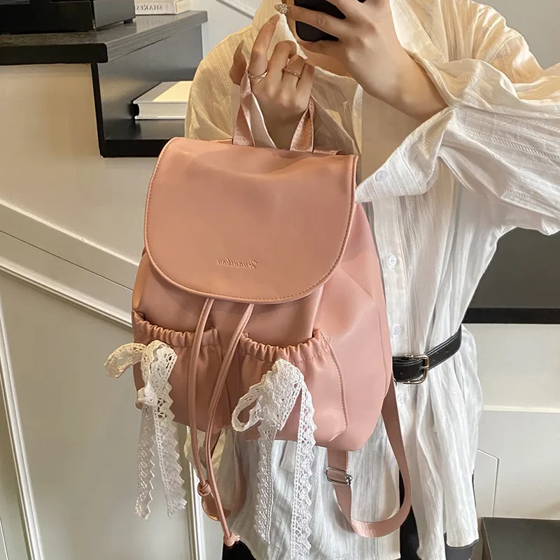 Yalu PU Backpack Women's Ecru/Pink/Black-8