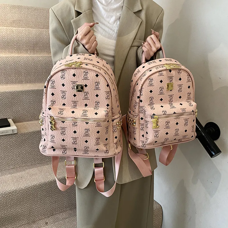 Yalu PU Backpack Regular Women's Black/Beige/Pink/Brown-1