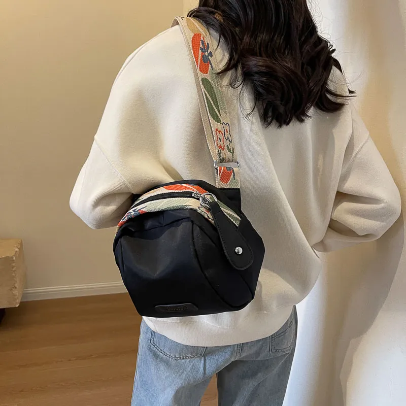 Yalu Nylon Shoulder Bag, Crossbody Bag Unisex Orange/Black/Ecru-13