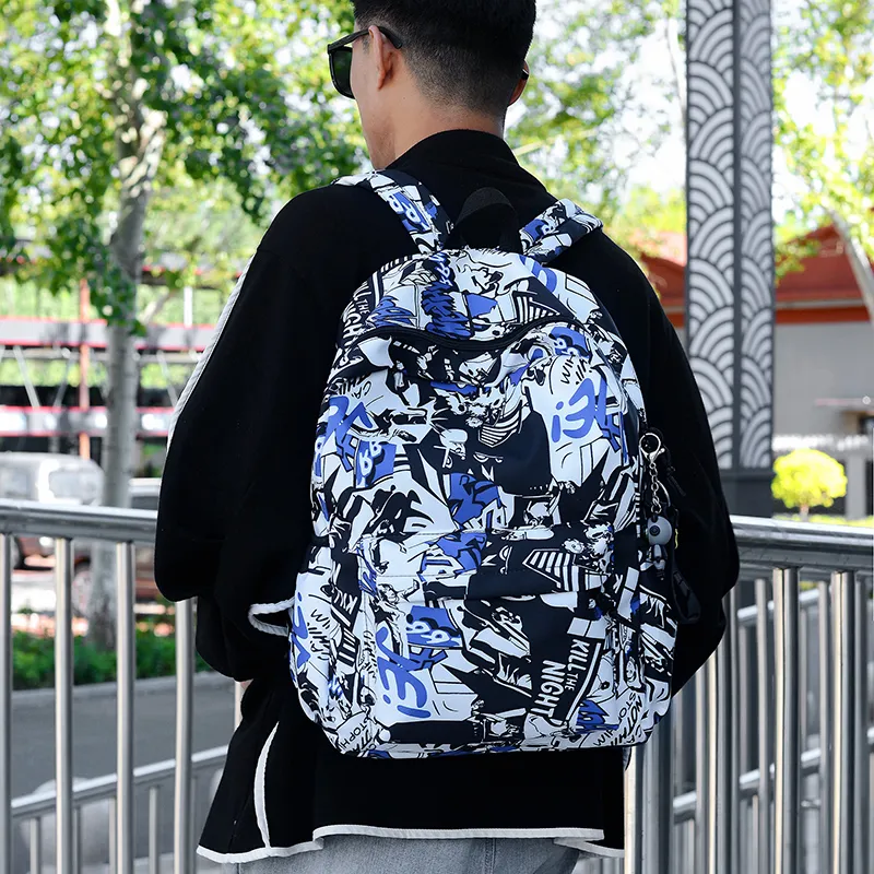Yalu Nylon Backpack Unisex Pink/Gray/Green/Blue/Navy Blue-19