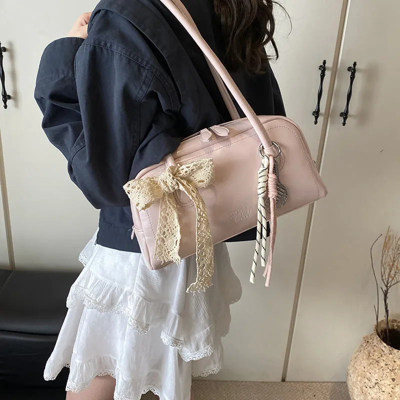 Yalu PU Shoulder Bag Regular Women's Pink/White/Silver/Black/Blue-2