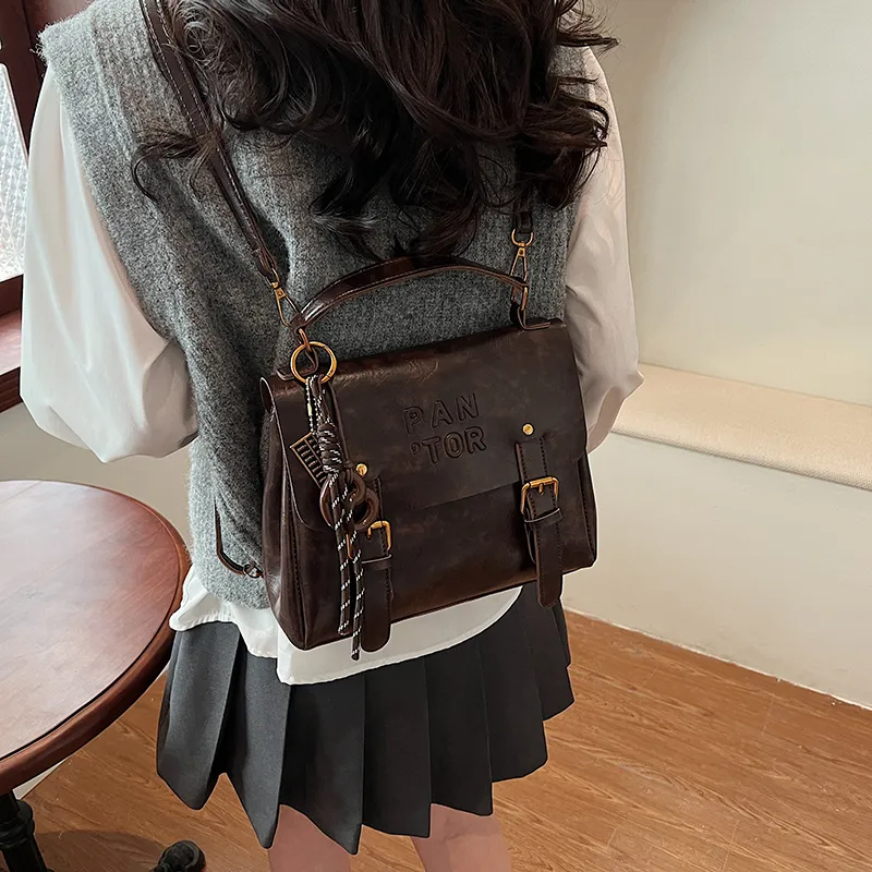Yalu PU Backpack Regular Women's White/Black/Coffee/Brown-19