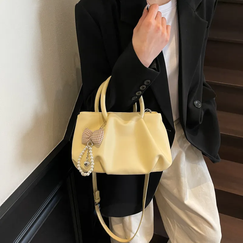 Yalu PU One Shoulder Handbag Women's Ecru/Black/Yellow/Pink-13