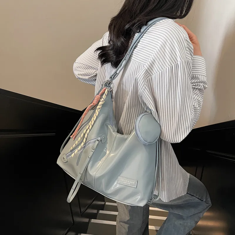 Yalu PU Backpack Women's Ecru/Black/Blue/Pink-18