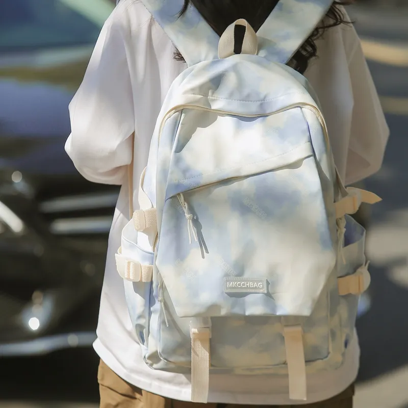 Yalu Nylon Backpack Regular Unisex Light Blue/Light Green-2