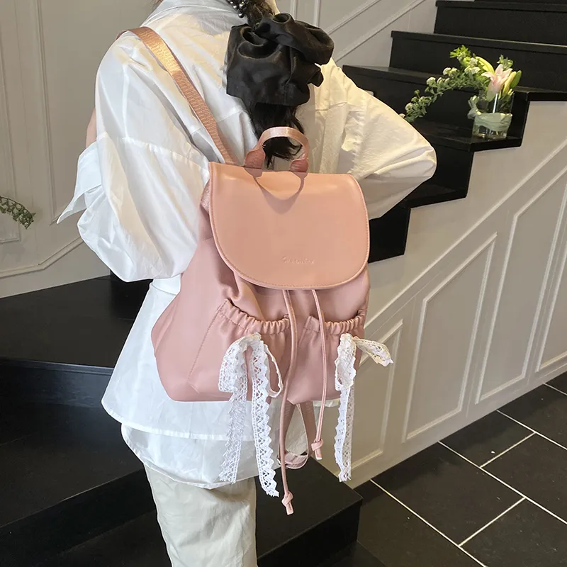 Yalu PU Backpack Women's Ecru/Pink/Black-12