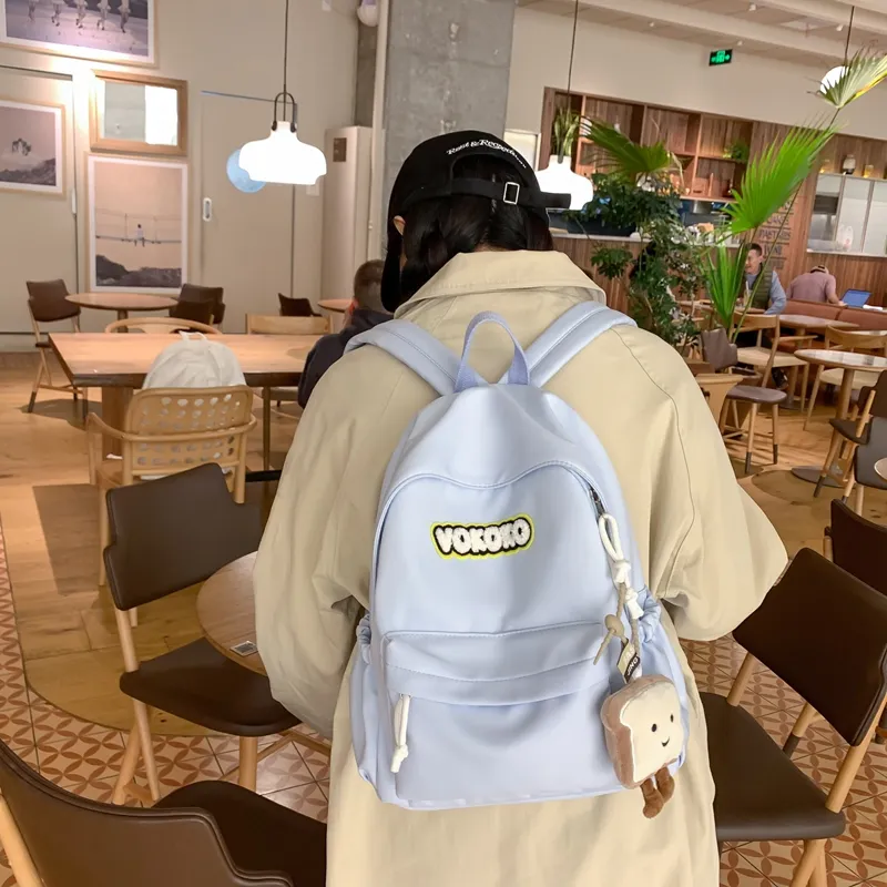 Yalu Nylon Backpack Unisex Ecru/Black/Orange Red/Burgundy/Light Blue-29