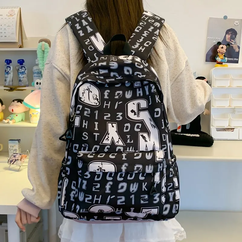 Yalu Nylon Backpack Unisex White/Black/Ecru/Black Gray-9
