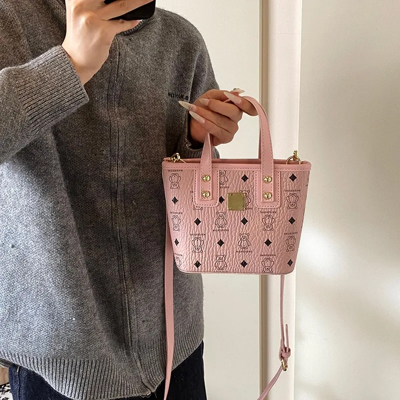 Yalu PU Basket Bag, One Shoulder Handbag Women's Black/Yellow/Beige/Pink-23