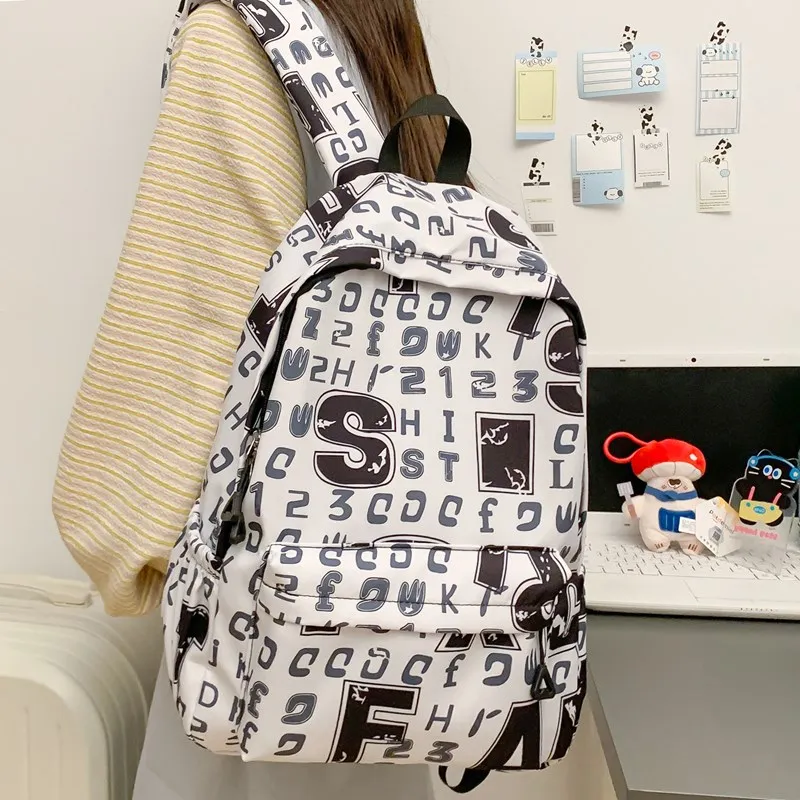Yalu Nylon Backpack Unisex White/Black/Ecru/Black Gray-4