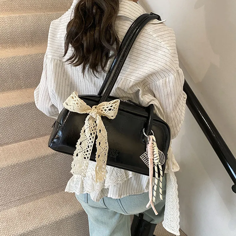 Yalu PU Shoulder Bag Regular Women's Pink/White/Silver/Black/Blue-26